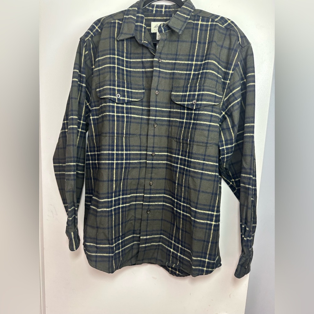 Eddie Bauer Vintage 90's Double Pocket Cotton Heavyweight Plaid Flannel NWT‎ M